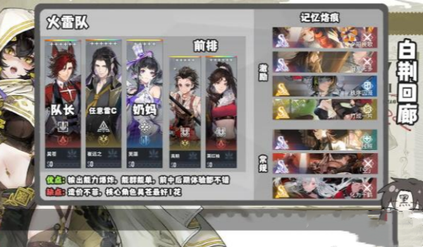 《白荆回廊》最强阵容大全